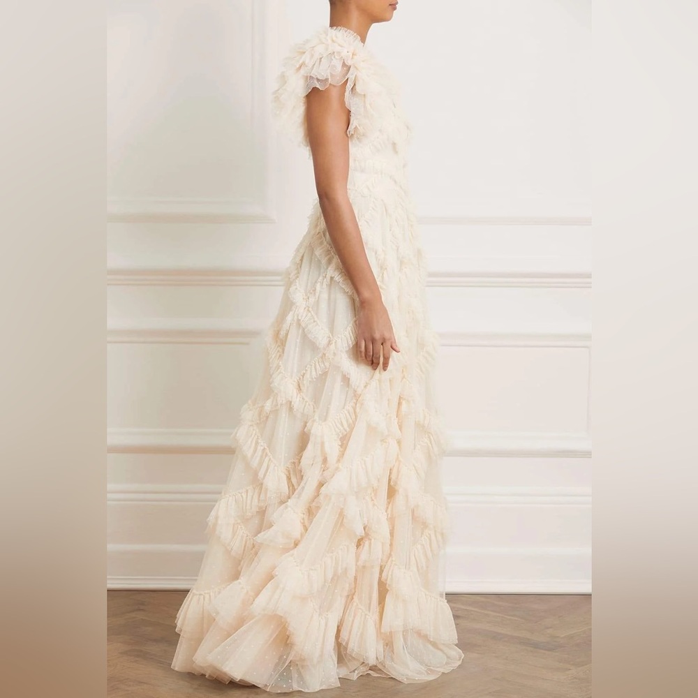 Needle & Thread Cream Ruffled Maxi Dress - Picture 3 of 12